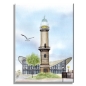 Preview: Stretcher frame canvas 40 x 30 cm Watercolor Maritime Art Print Baltic Sea lighthouse Warnemünde Rostock Ocean Dunes